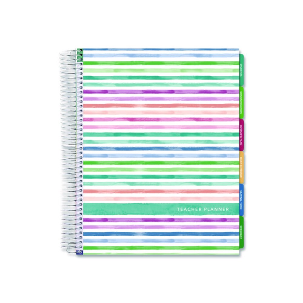 Deluxe Teacher's Academic Weekly/Monthly Planner, 7 Classes, Rainbow Artwork, Multicolor Cover, 11 x 8.5 Sheets, 52-Week Span. Picture 1