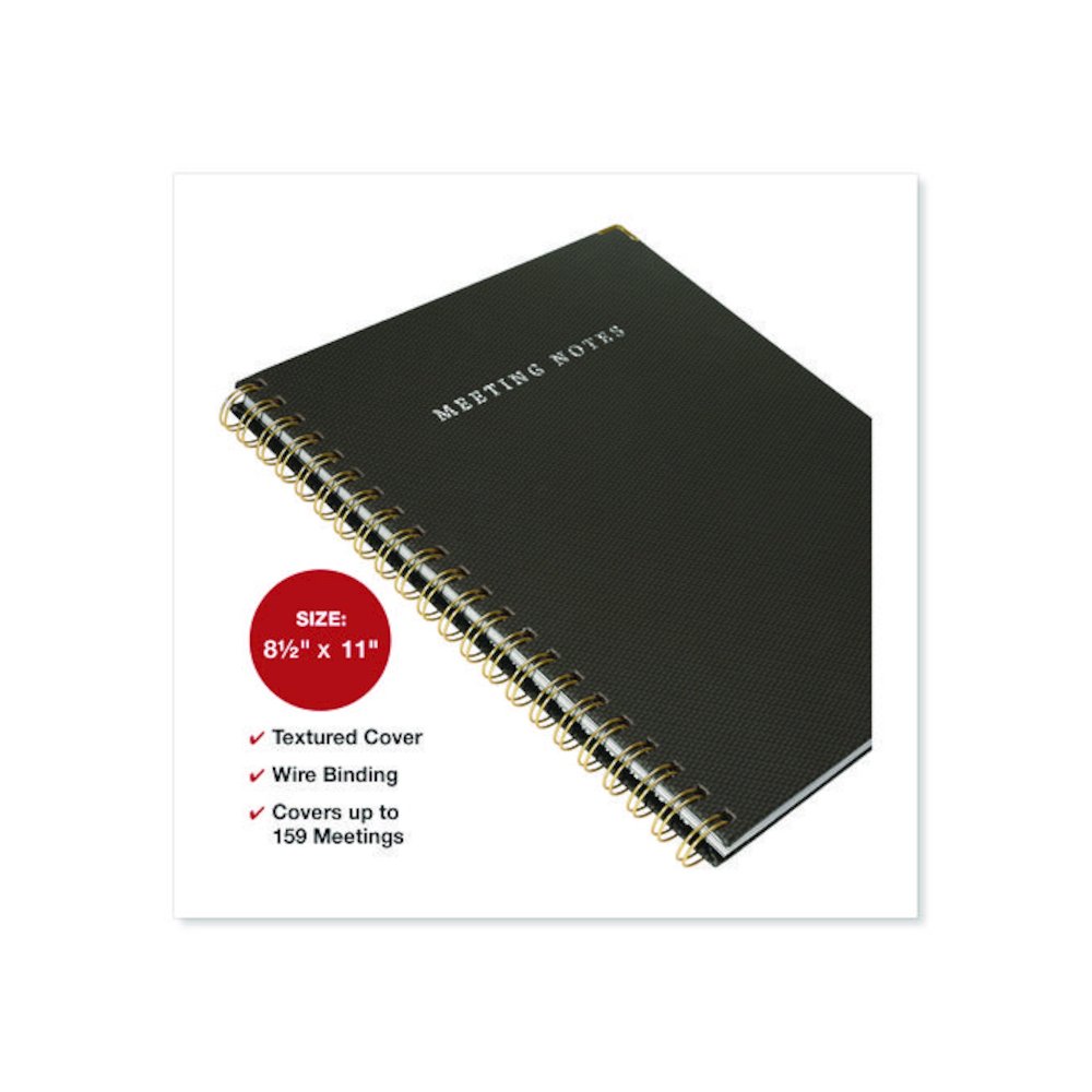 Meeting Notes Book, Space for Up to 159 Meetings, Meeting-Minutes/Notes Format, Black/Gold Cover, (80) 11 x 8.5 Sheets. Picture 3