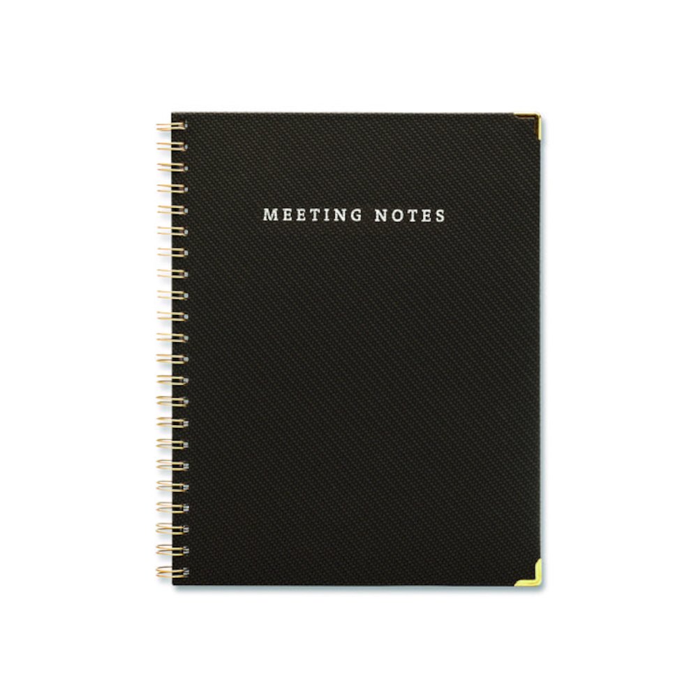 Meeting Notes Book, Space for Up to 159 Meetings, Meeting-Minutes/Notes Format, Black/Gold Cover, (80) 11 x 8.5 Sheets. Picture 1