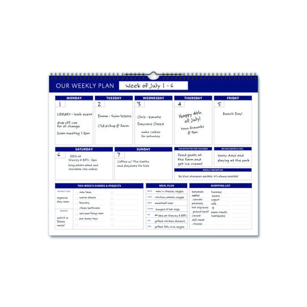 Weekly Family Planner, 17 x 13, White/Blue Sheets, 52 Weeks: Undated. Picture 4