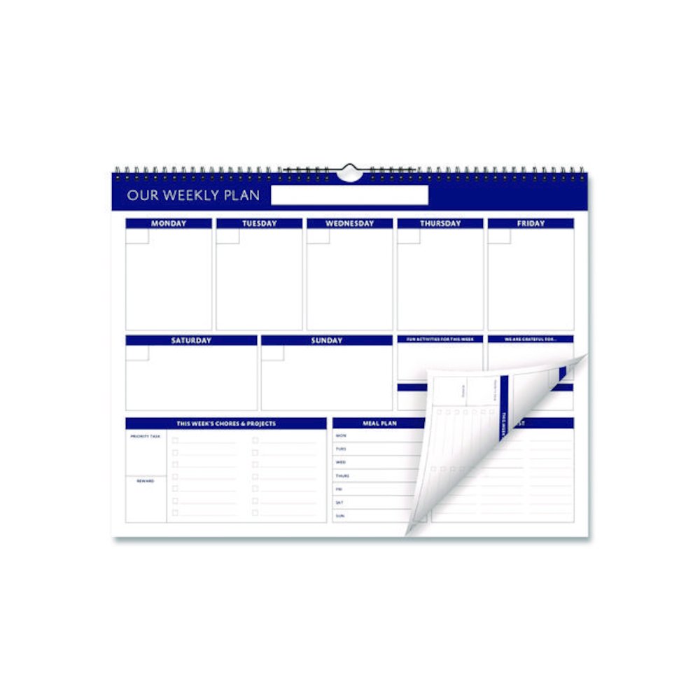 Weekly Family Planner, 17 x 13, White/Blue Sheets, 52 Weeks: Undated. Picture 1