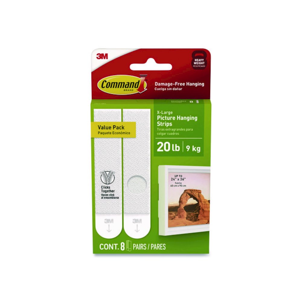 Damage-Free Hanging Picture Hanging Strip Pairs, Holds up to 5 lb, 8/Pack. Picture 1