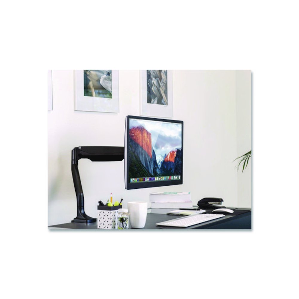 Single Monitor Gas-Spring Mounting Arm, For 13" to 32" Monitors, 360 Degree Rotation, +/-45 Degree Tilt, Black, Supports 20lb. Picture 2