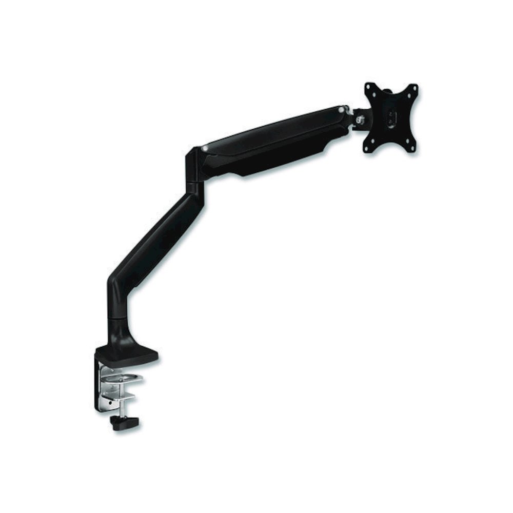 Single Monitor Gas-Spring Mounting Arm, For 13" to 32" Monitors, 360 Degree Rotation, +/-45 Degree Tilt, Black, Supports 20lb. Picture 1