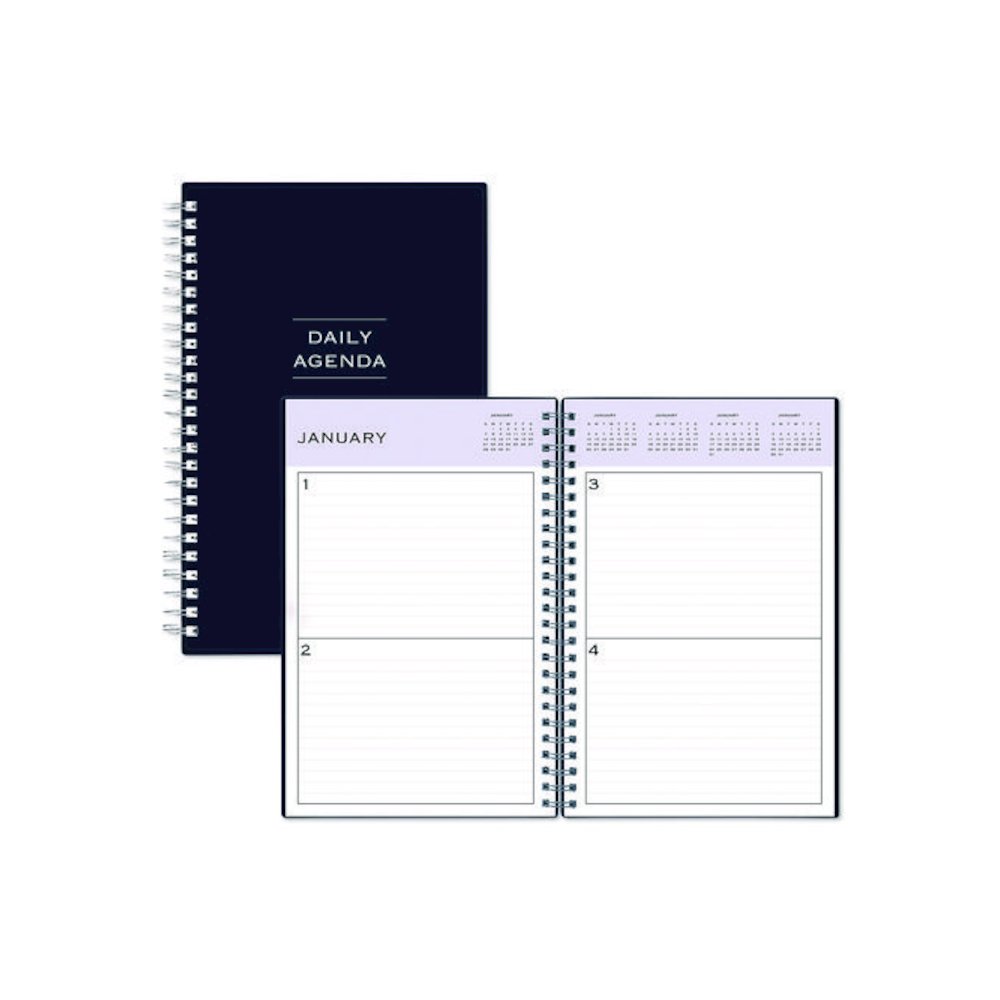 Perpetual Daily Planner, 8.5 x 5.5, Blue Cover, 52 Weeks: Undated. Picture 1