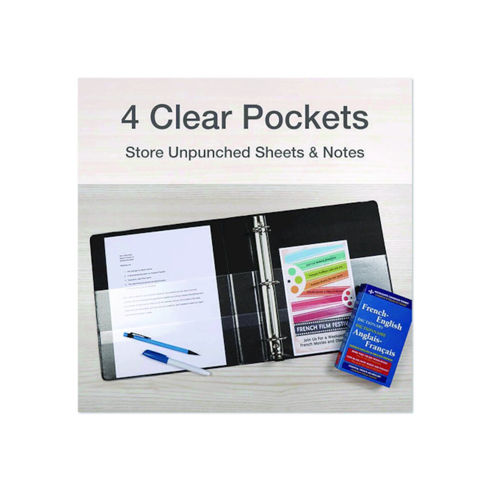 Premier Easy Open ClearVue Locking Slant-D Ring Binder, 3 Rings, 1.5" Capacity, 11 x 8.5, Black. Picture 5