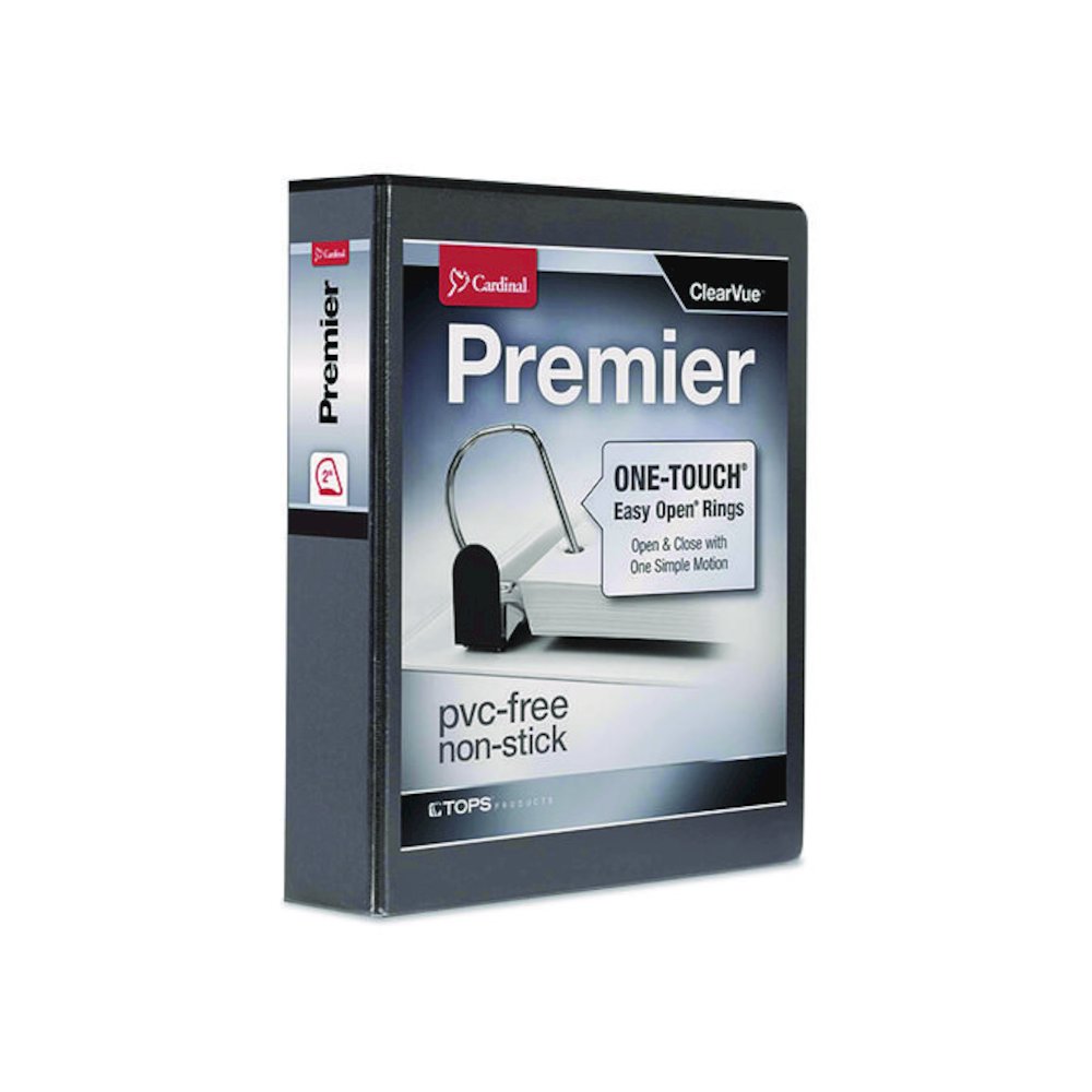 Premier Easy Open ClearVue Locking Slant-D Ring Binder, 3 Rings, 2" Capacity, 11 x 8.5, Black. Picture 1