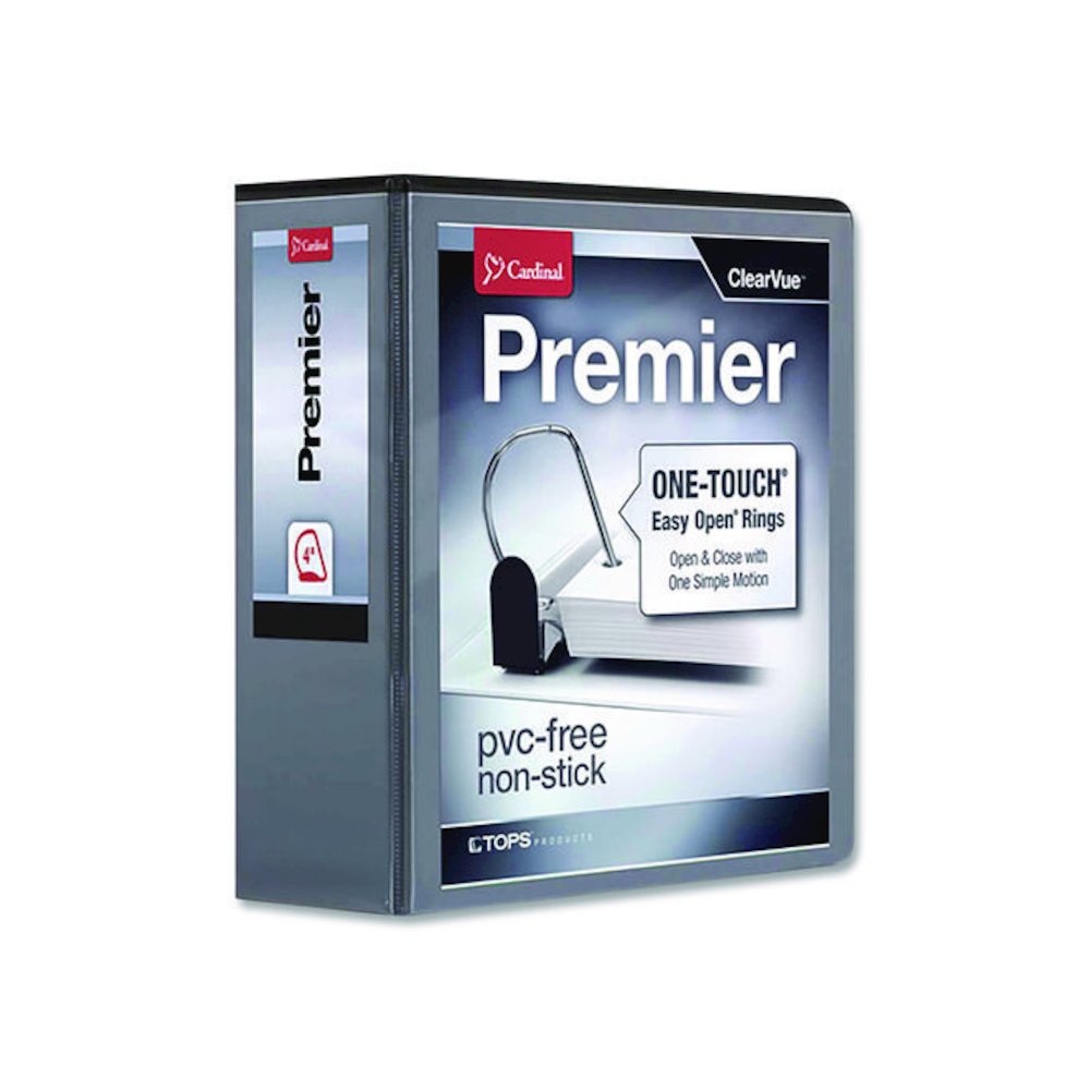 Premier Easy Open ClearVue Locking Slant-D Ring Binder, 3 Rings, 4" Capacity, 11 x 8.5, Black. Picture 1
