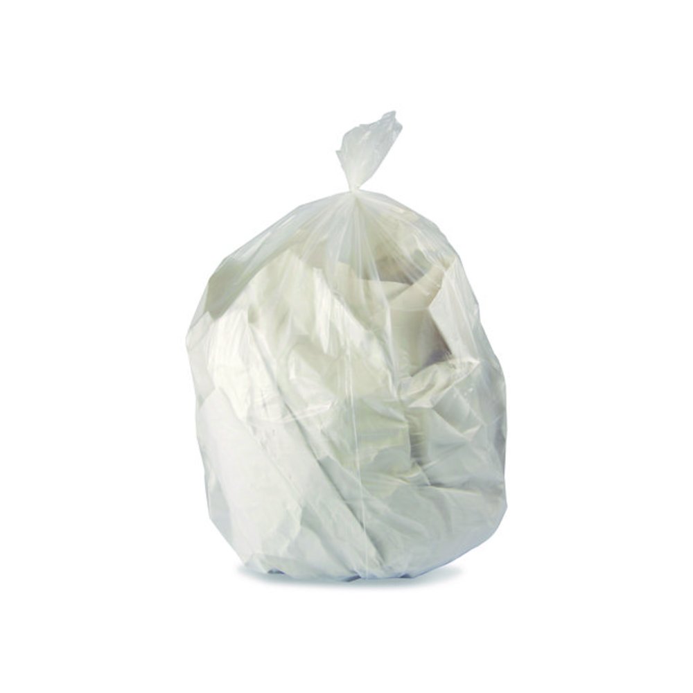 Linear Low-Density Can Liners with Dual-Dispense Box, 55 gal, 1.3 mil, 40" x 53", Clear, 100/Carton. Picture 1