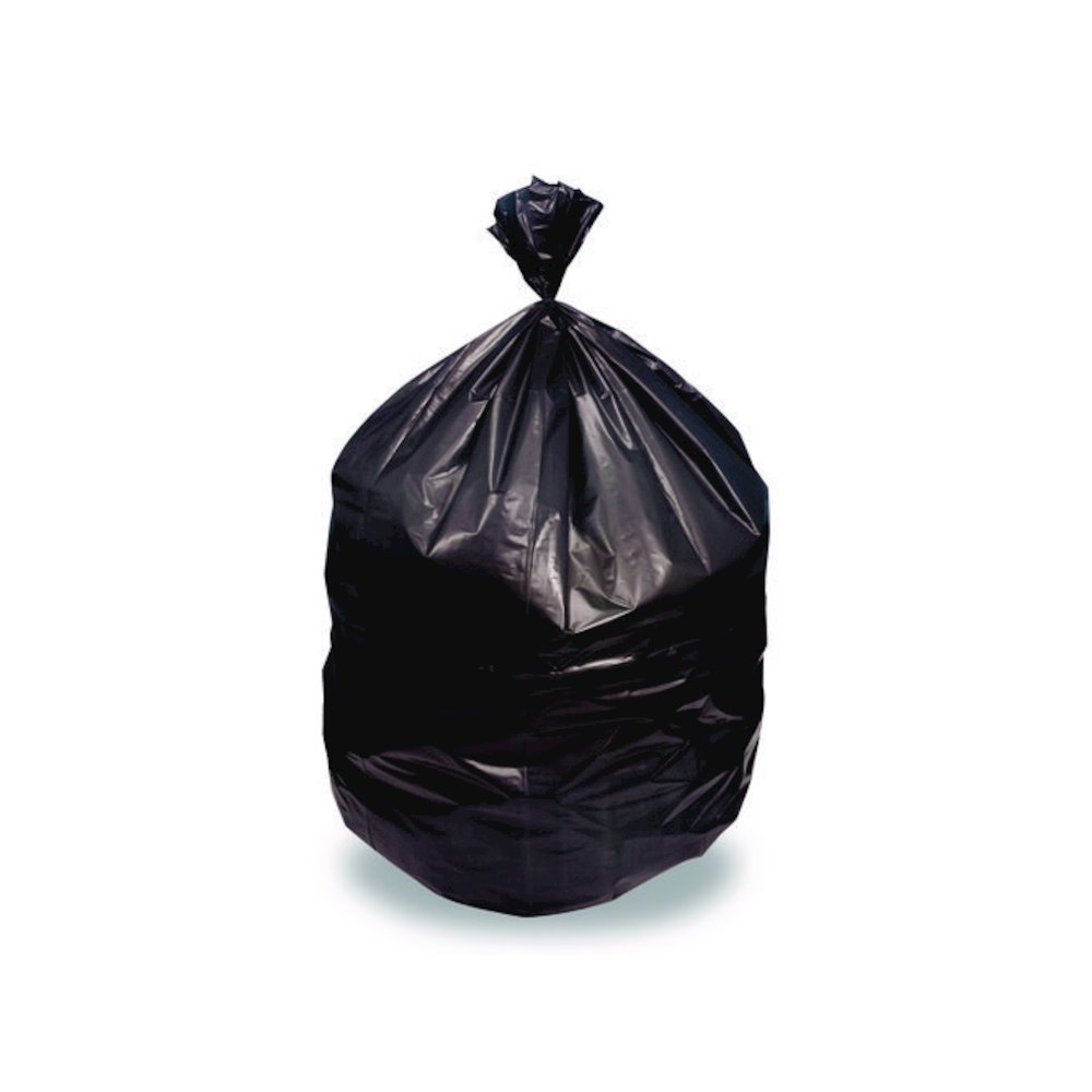 Linear Low Density Can Liners, 56 gal, 1.5 mil, 46' x 50", Black, 100/Carton. Picture 1