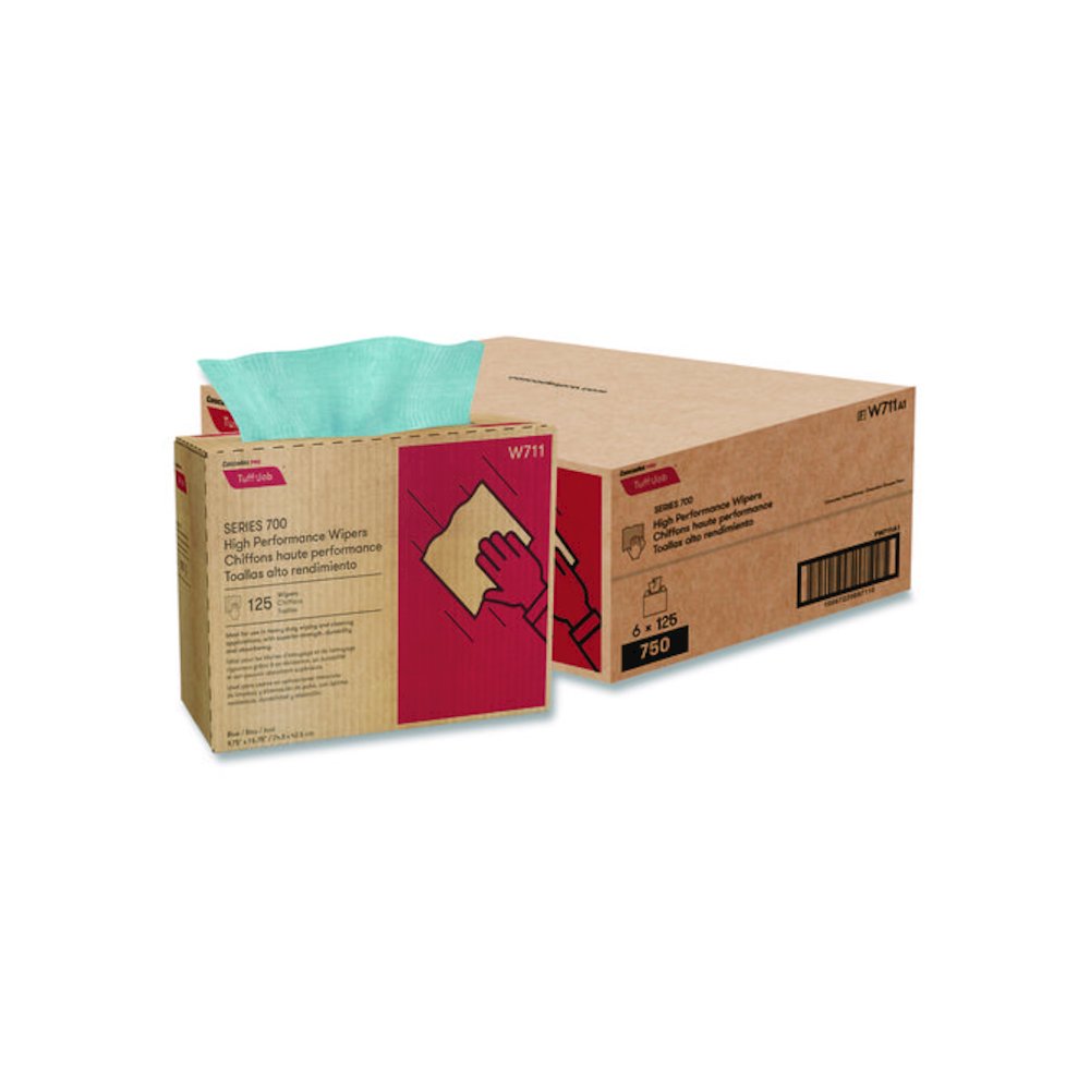 Tuff-Job S700 High Performance Wipers, Blue, 9.75 x 16.75, 125/Box, 6 Boxes/Carton. Picture 1
