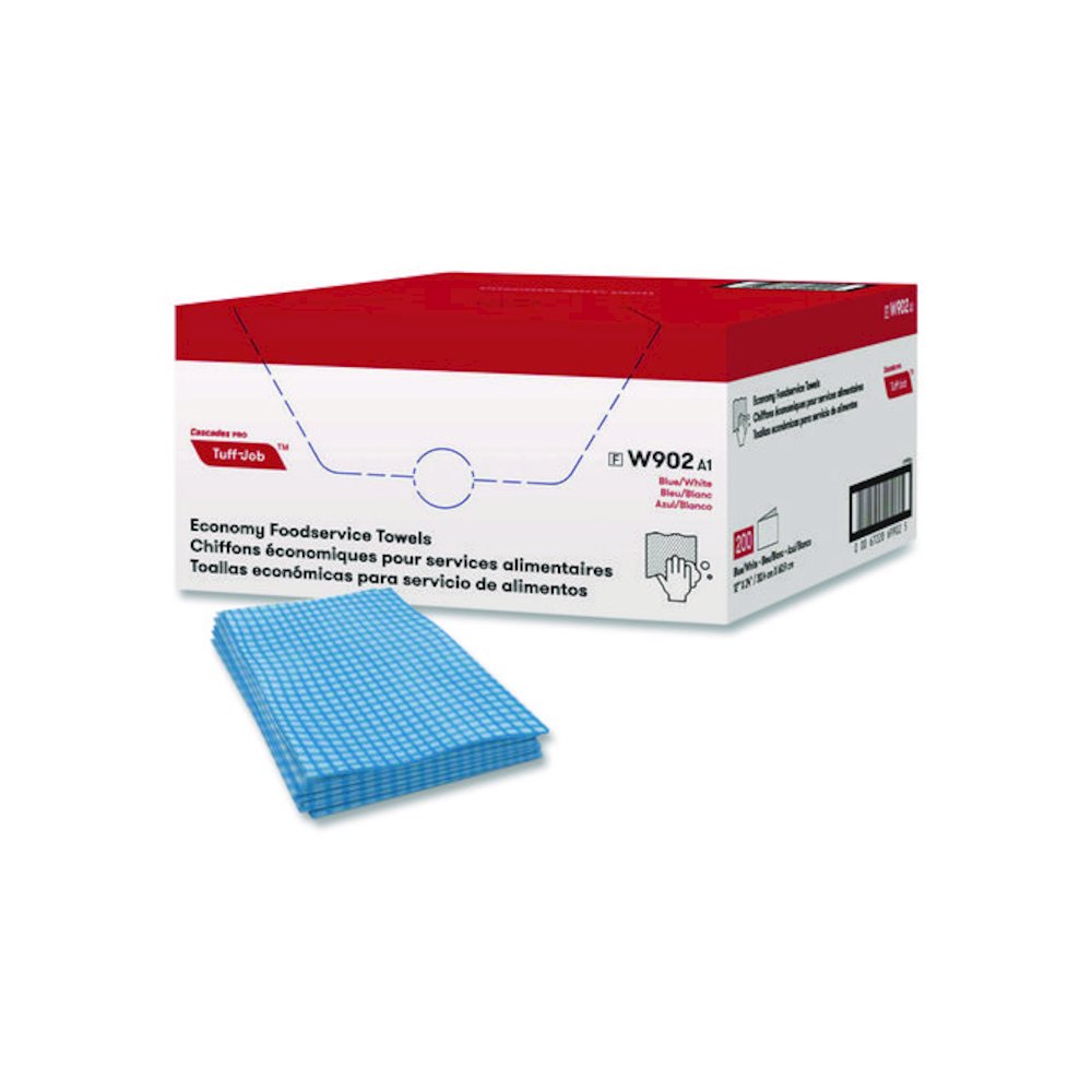 Tuff-Job Foodservice Towels, 12 x 24, Blue/White, 200/Carton. Picture 1