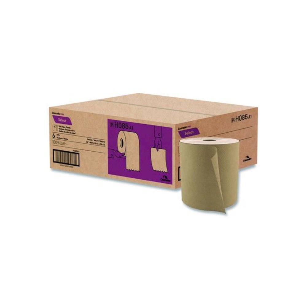 Select Roll Paper Towels, 1-Ply, 7.9" x 800 ft, Natural, 6/Carton. Picture 1
