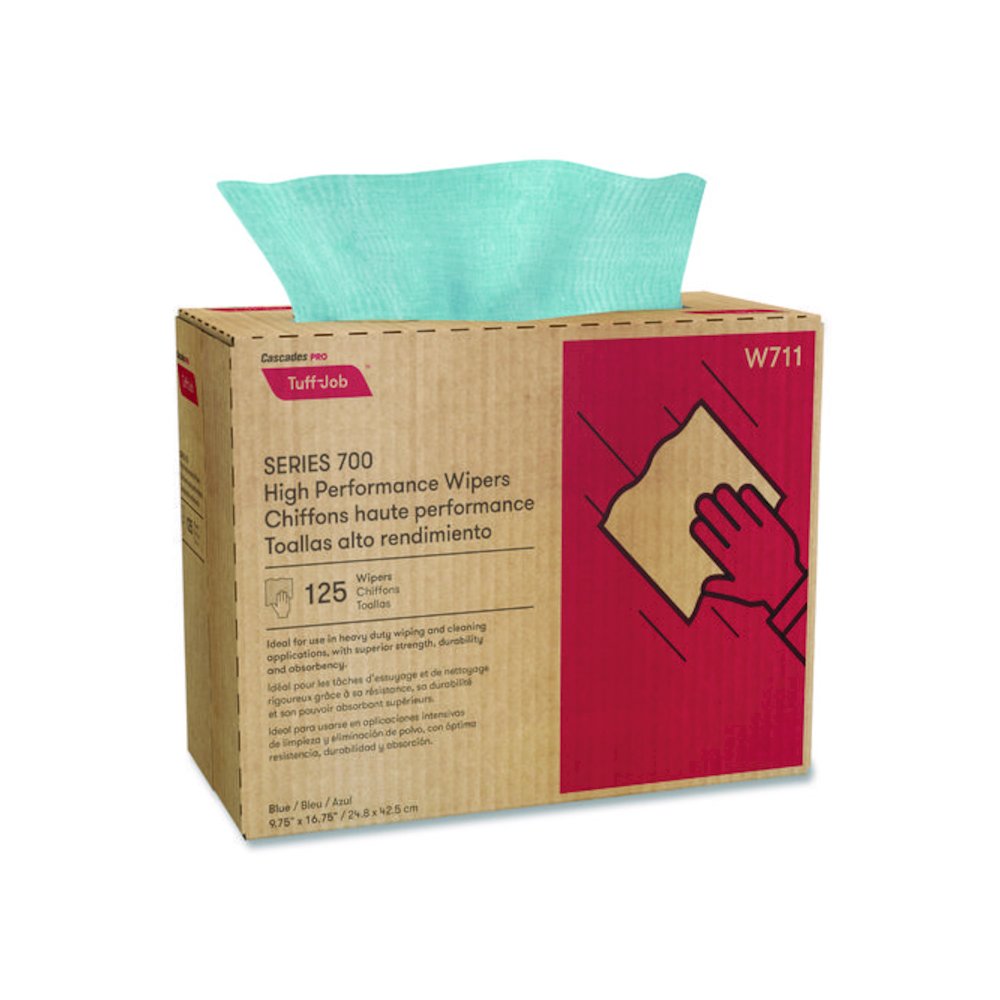 Tuff-Job S700 High Performance Wipers, Blue, 9.75 x 16.75, 125/Box, 6 Boxes/Carton. Picture 2
