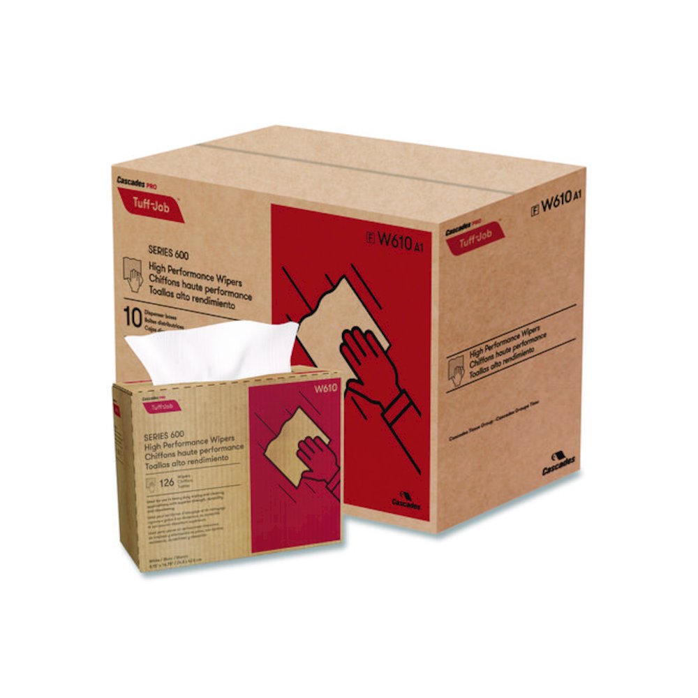 Tuff-Job S600 High Performance Wipers, 9 3/4 x 16 3/4, 126/Box, 10 Box/Carton. Picture 1