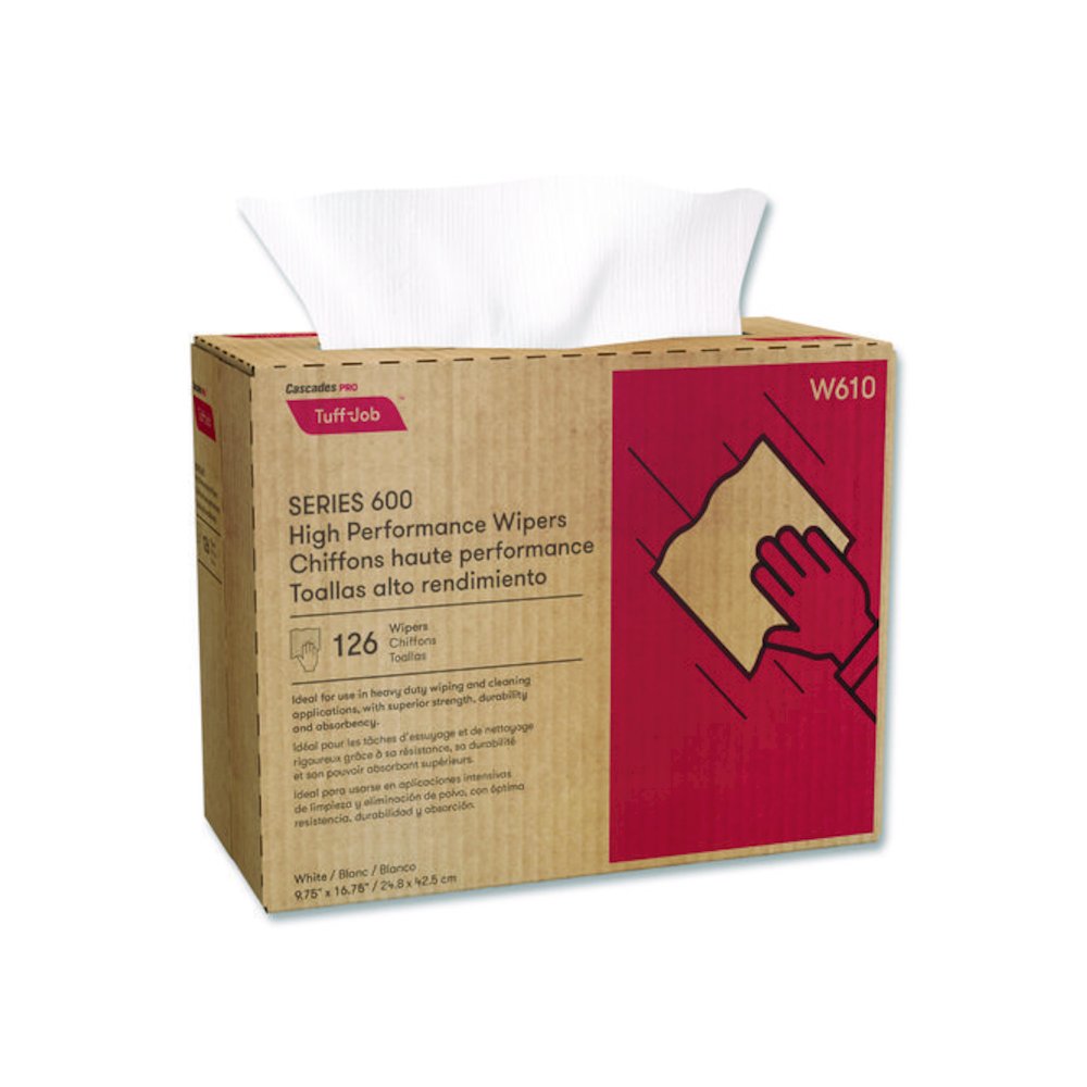 Tuff-Job S600 High Performance Wipers, 9 3/4 x 16 3/4, 126/Box, 10 Box/Carton. Picture 2
