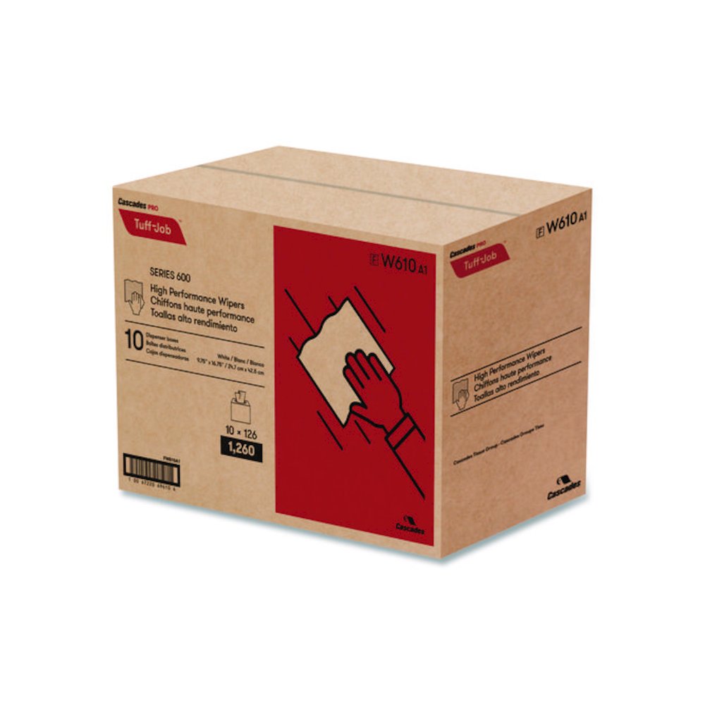 Tuff-Job S600 High Performance Wipers, 9 3/4 x 16 3/4, 126/Box, 10 Box/Carton. Picture 3