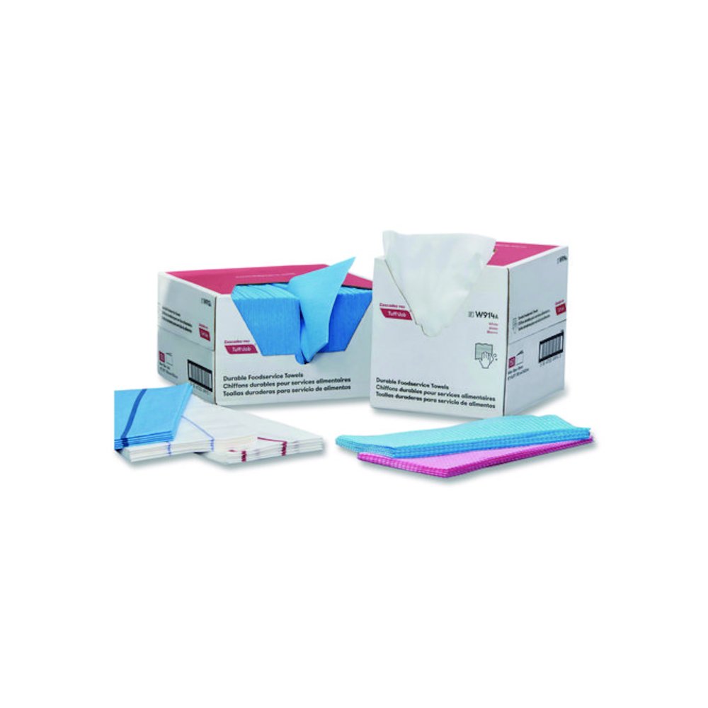 Tuff-Job Guard Antimicrobial Towels, 12 x 21, 1/4 Fold, White/Red, 150/Carton. Picture 4