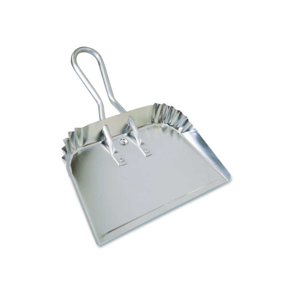 Bulldozer Dust Pan, 17" Wide, Aluminum Handle, Silver. Picture 2