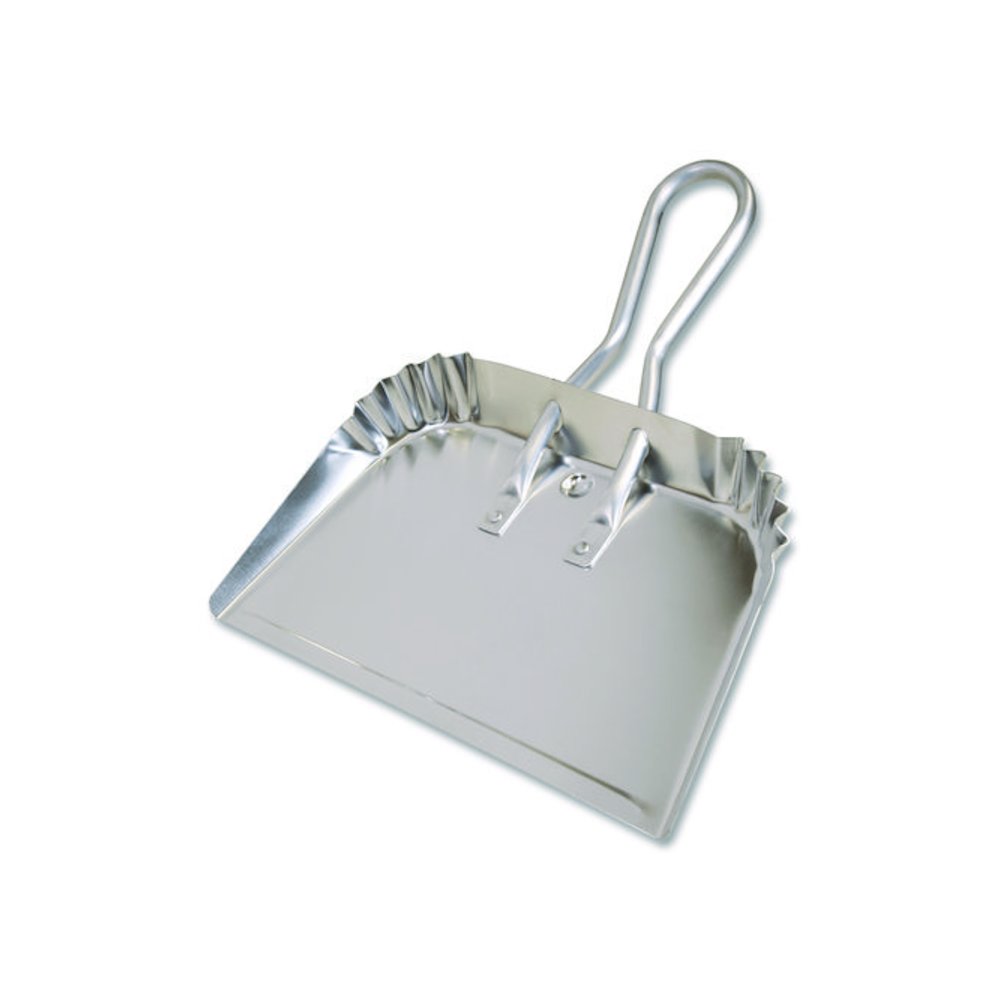 Bulldozer Dust Pan, 17" Wide, Aluminum Handle, Silver. Picture 1