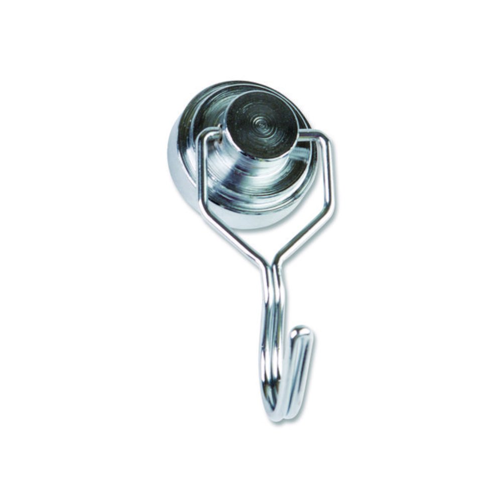 Magnetic Classroom Hooks, 5.25" Long Hook, 3.75" Diameter Base, Silver, 2/Pack. Picture 1