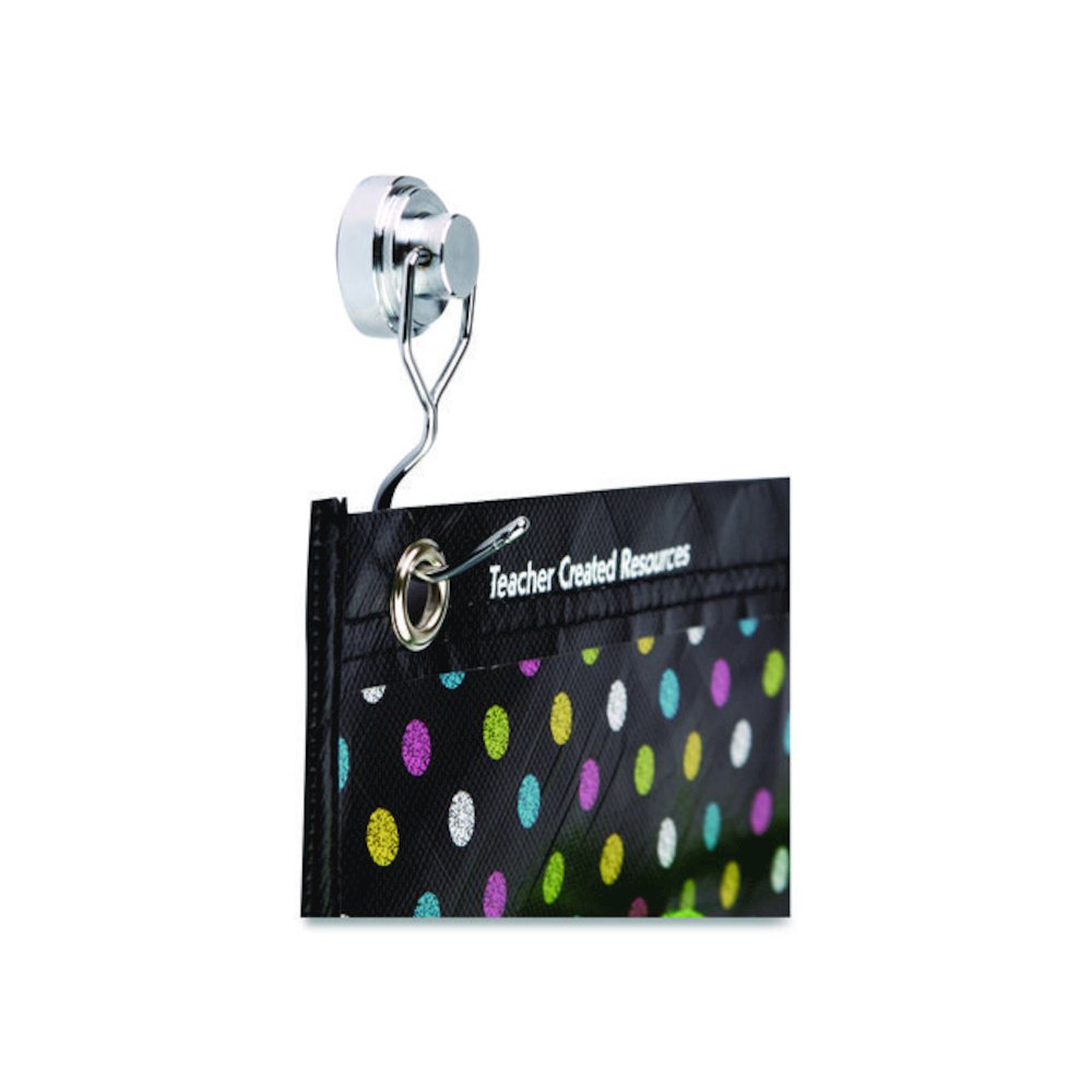 Magnetic Classroom Hooks, 5.25" Long Hook, 3.75" Diameter Base, Silver, 2/Pack. Picture 2