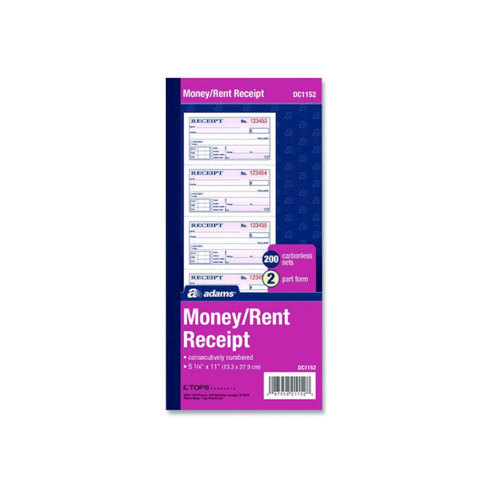Money/Rent Receipt Book, Two-Part Carbonless, 4.75 x 2.75, 200 Forms Total. Picture 1