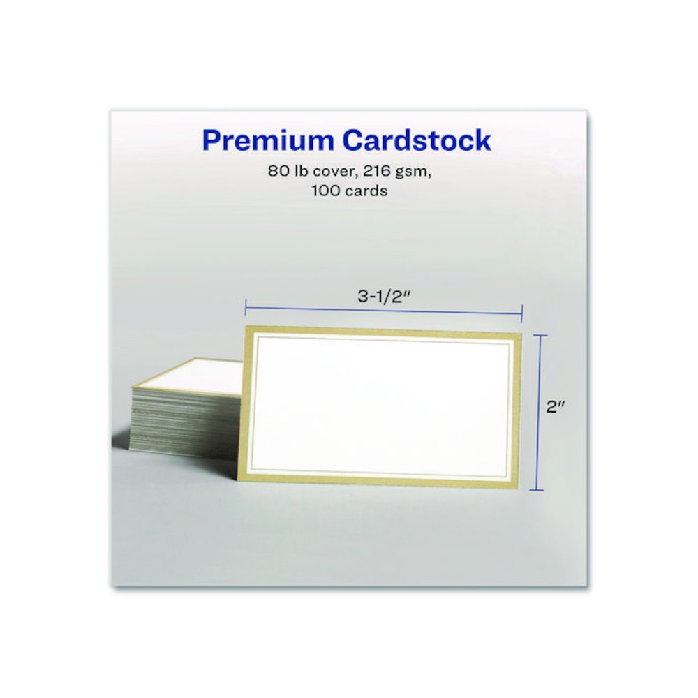 Business Cards with Metallic Gold Borders, Inkjet/Laser, 2 x 3.5, White, 10 Cards/Sheet, 10 Sheets/Pack. Picture 7