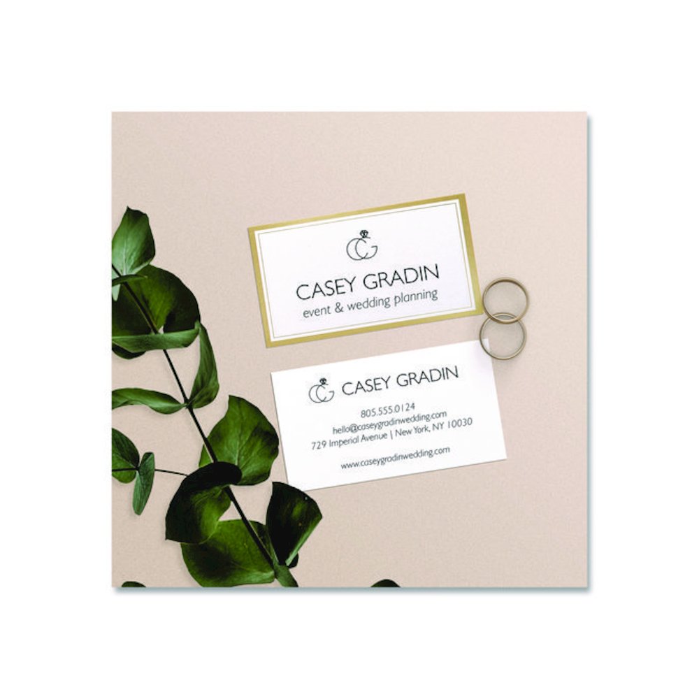 Business Cards with Metallic Gold Borders, Inkjet/Laser, 2 x 3.5, White, 10 Cards/Sheet, 10 Sheets/Pack. Picture 9