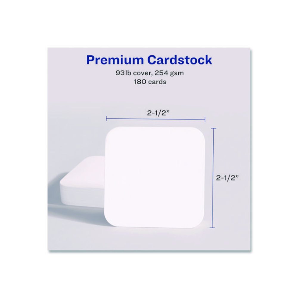 Clean Edge Square Cards, Inkjet, 2.5 x 2.5, 9 Cards/Sheet, 20 Sheets/Pack. Picture 5