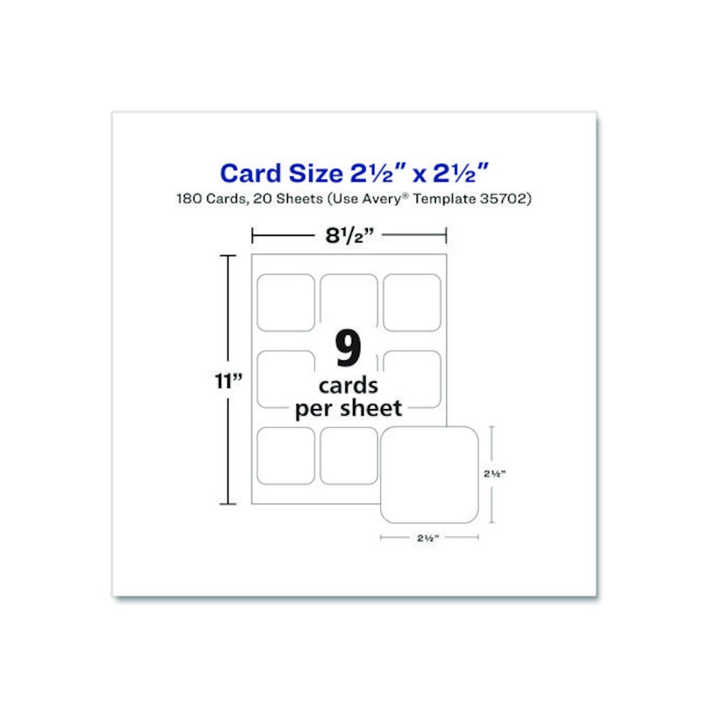 Clean Edge Square Cards, Inkjet, 2.5 x 2.5, 9 Cards/Sheet, 20 Sheets/Pack. Picture 8