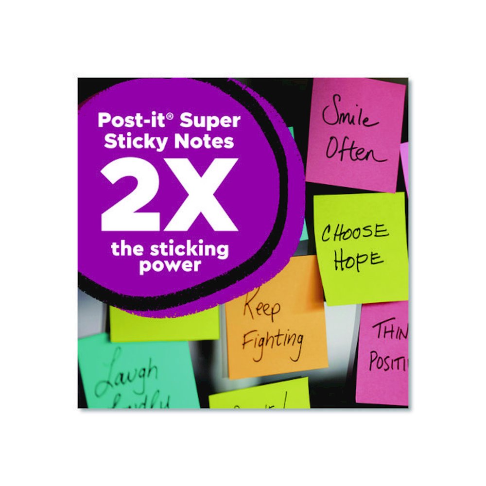 Super Sticky Pads in Energy Boost Colors, (11) Unruled, (2) Ruled, Assorted Sizes/Colors, 45 Sheets/Pad, 13 Pads/Pack. Picture 2