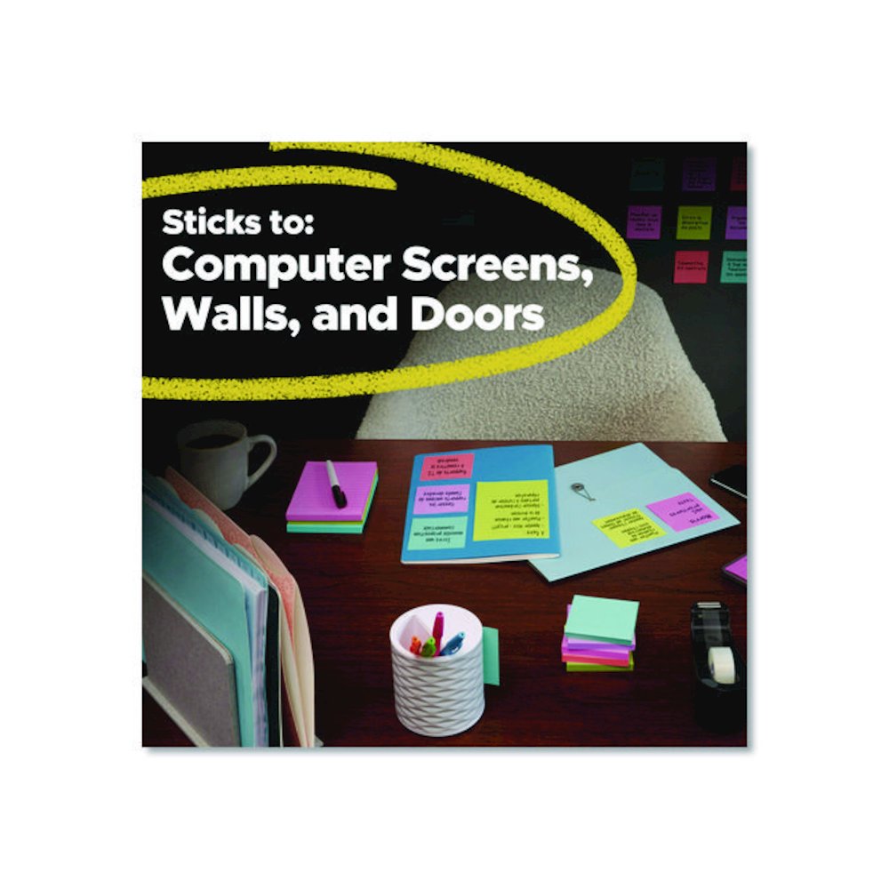 Super Sticky Pads in Energy Boost Colors, (11) Unruled, (2) Ruled, Assorted Sizes/Colors, 45 Sheets/Pad, 13 Pads/Pack. Picture 5