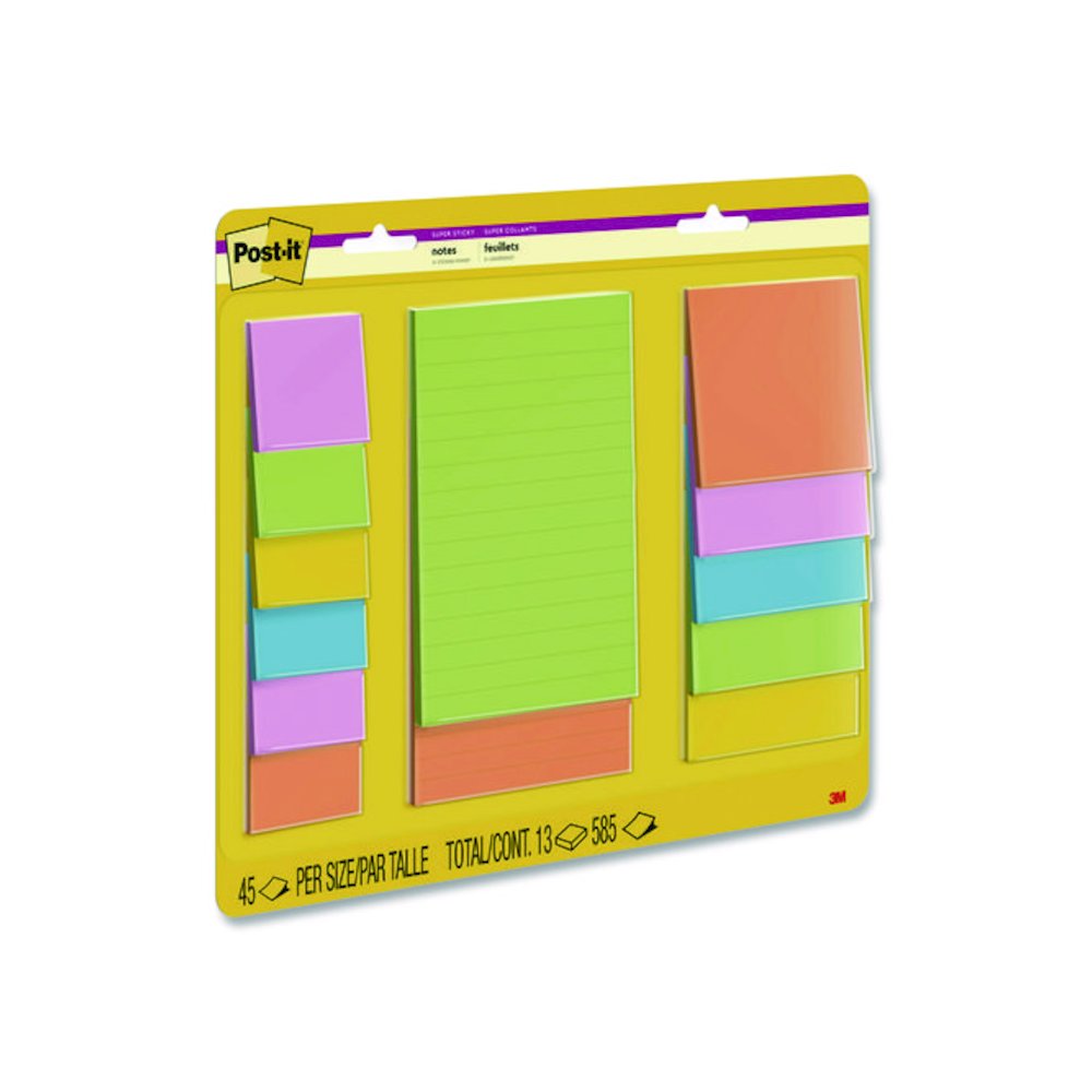 Super Sticky Pads in Energy Boost Colors, (11) Unruled, (2) Ruled, Assorted Sizes/Colors, 45 Sheets/Pad, 13 Pads/Pack. Picture 9