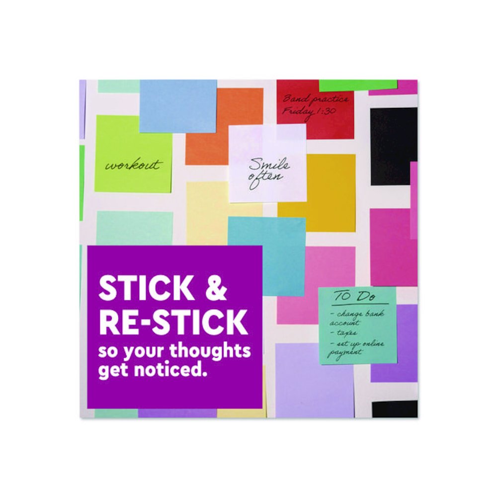 Super Sticky Pads in Energy Boost Collection Colors, 3 x 3, Limeade, 90 Sheets/Pad, 5 Pads/Pack. Picture 4