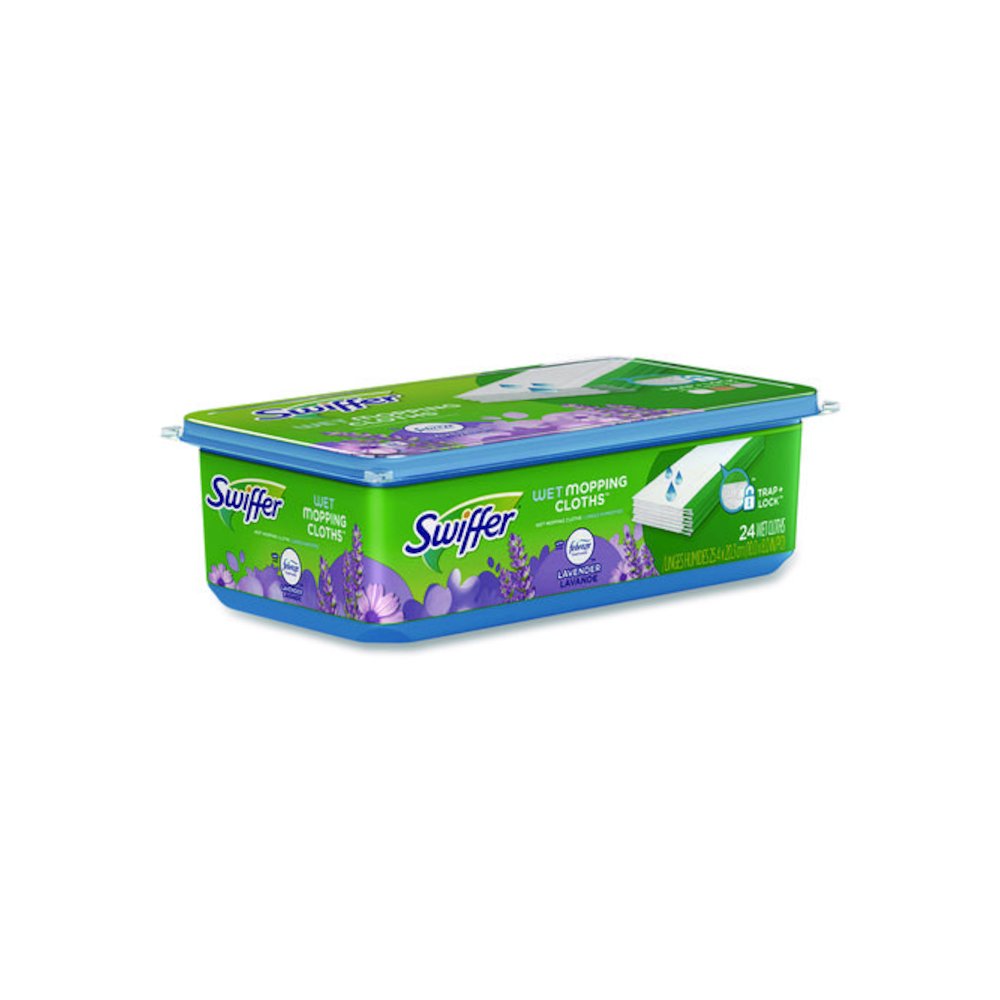 Sweeper TRAP + LOCK Wet Mop Cloth, 8 x 10, White, Lavender Scent, 24/Pack. Picture 1