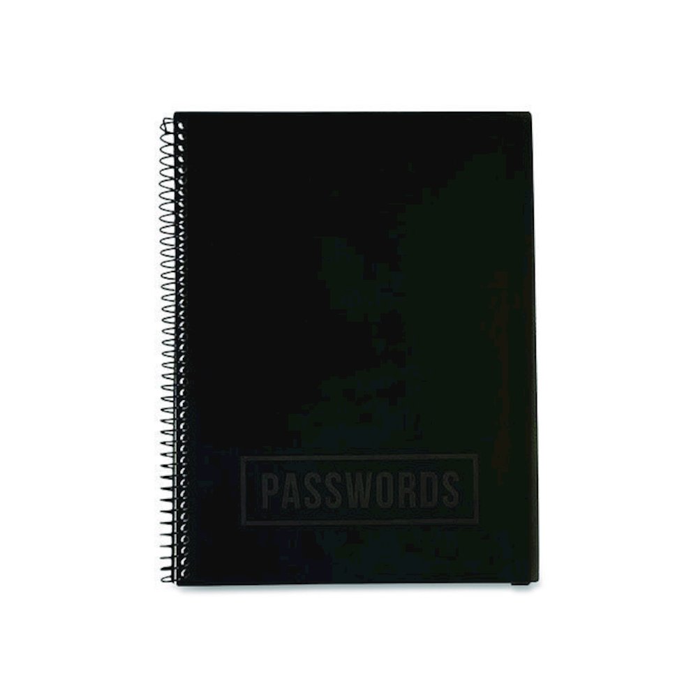 Large Password Log Book, User-Name/Password Format, Black Cover, (48) 10 x 7.5 Sheets. Picture 1