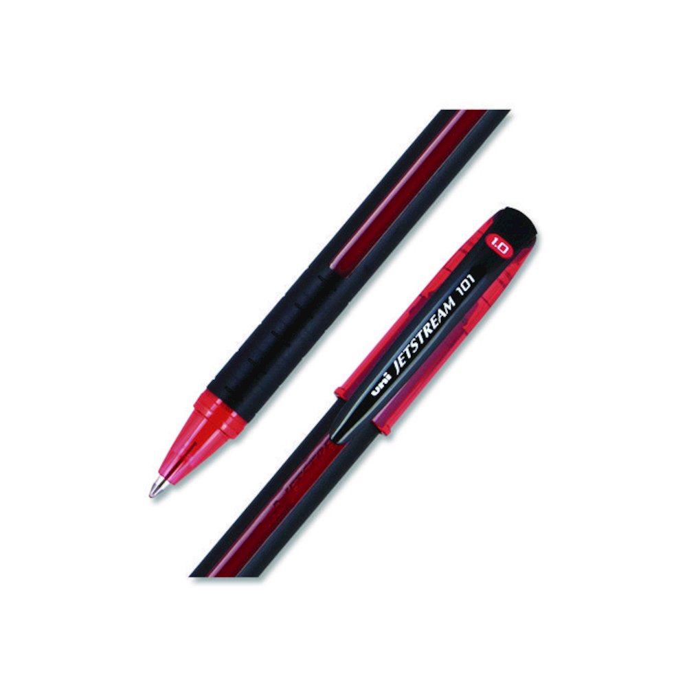 Jetstream 101 Hybrid Gel Pen, Stick, Bold 1 mm, Red Ink, Black/Red Barrel, Dozen. Picture 2