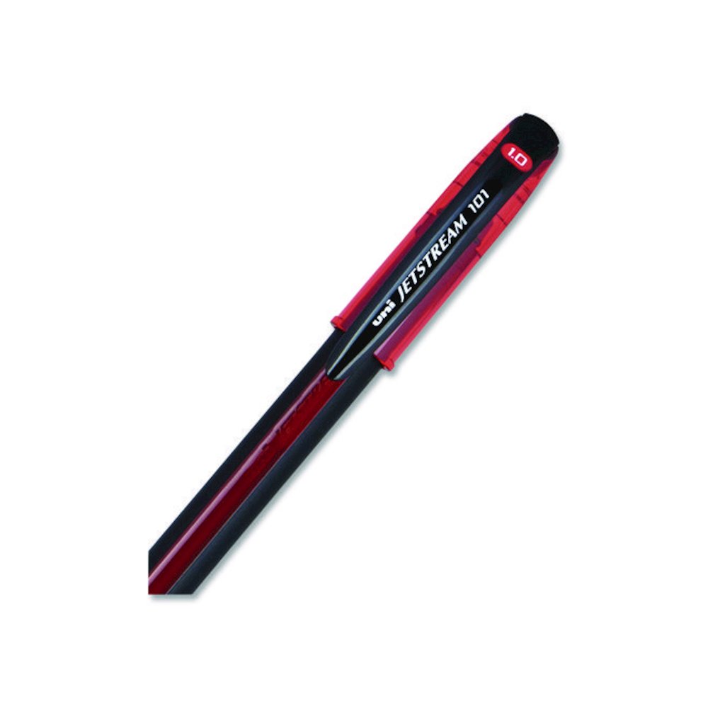 Jetstream 101 Hybrid Gel Pen, Stick, Bold 1 mm, Red Ink, Black/Red Barrel, Dozen. Picture 5