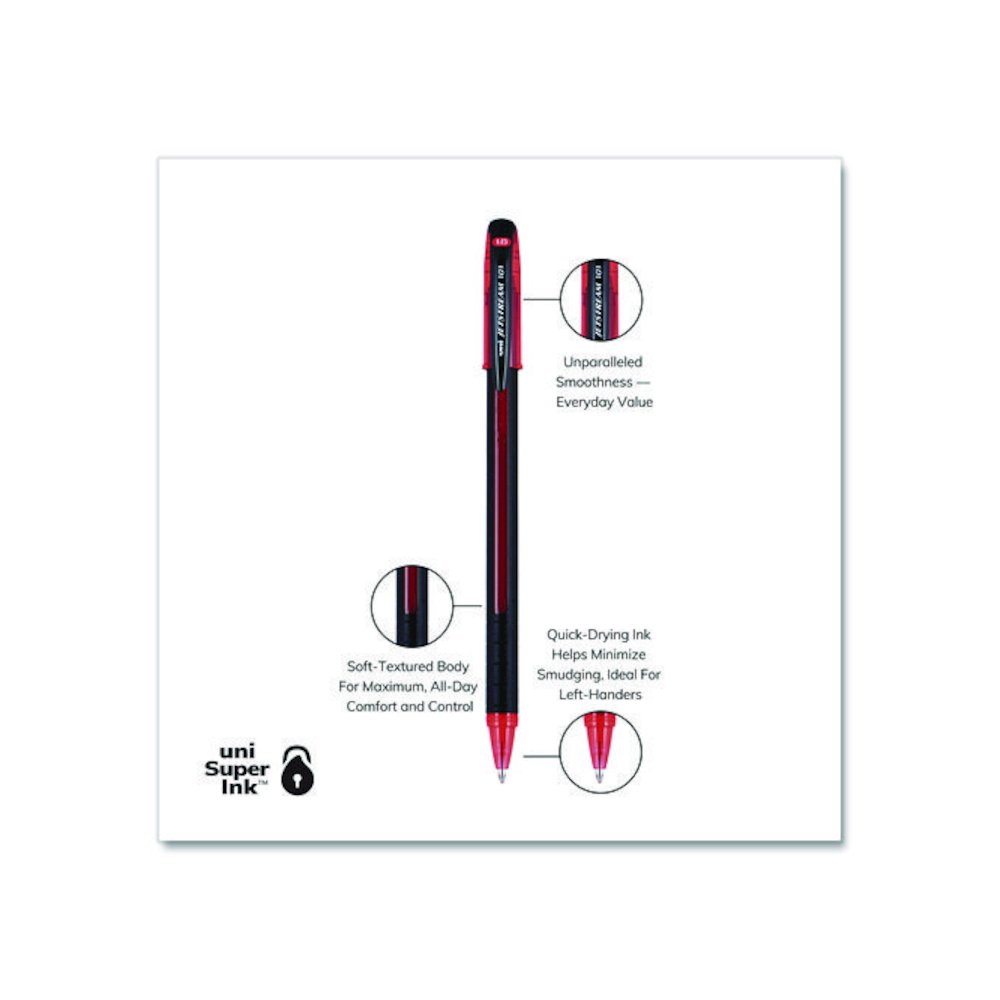 Jetstream 101 Hybrid Gel Pen, Stick, Bold 1 mm, Red Ink, Black/Red Barrel, Dozen. Picture 8