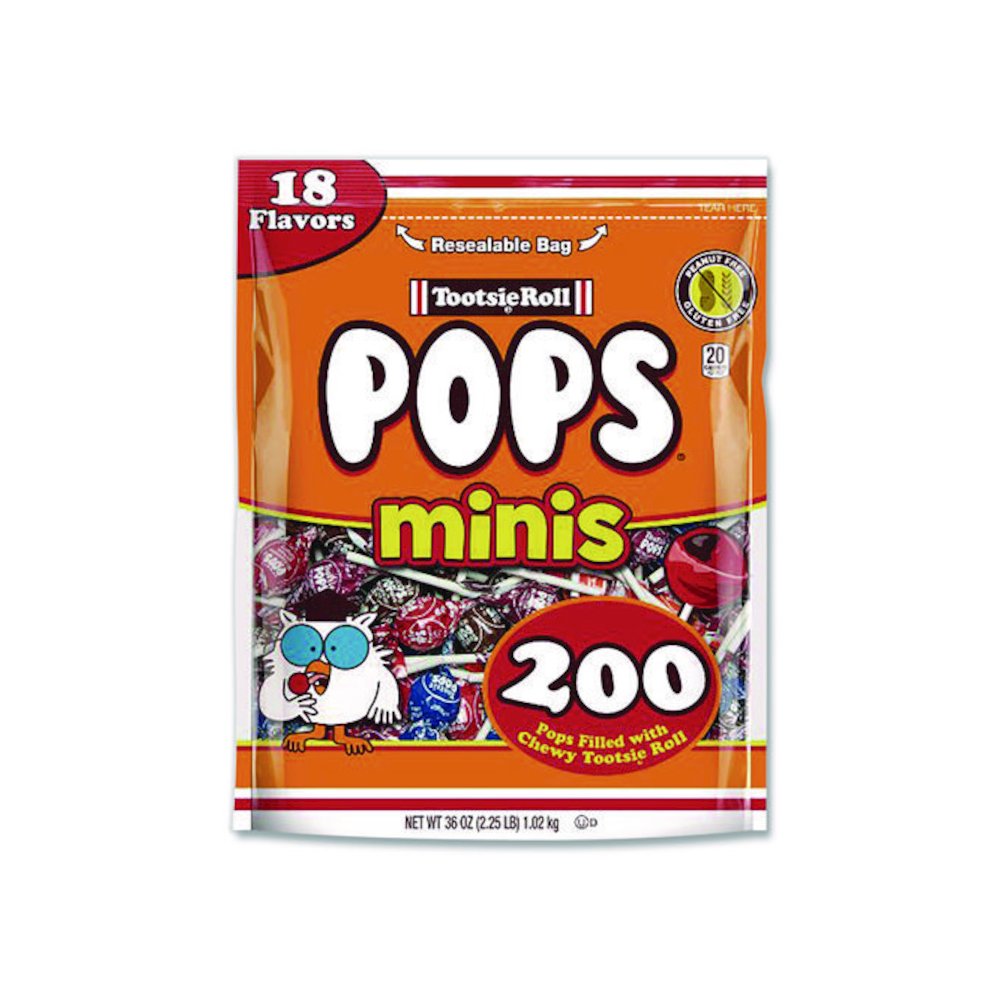 Pops Minis, Assorted Flavors, 36 oz Bag, 200 Pieces. Picture 1