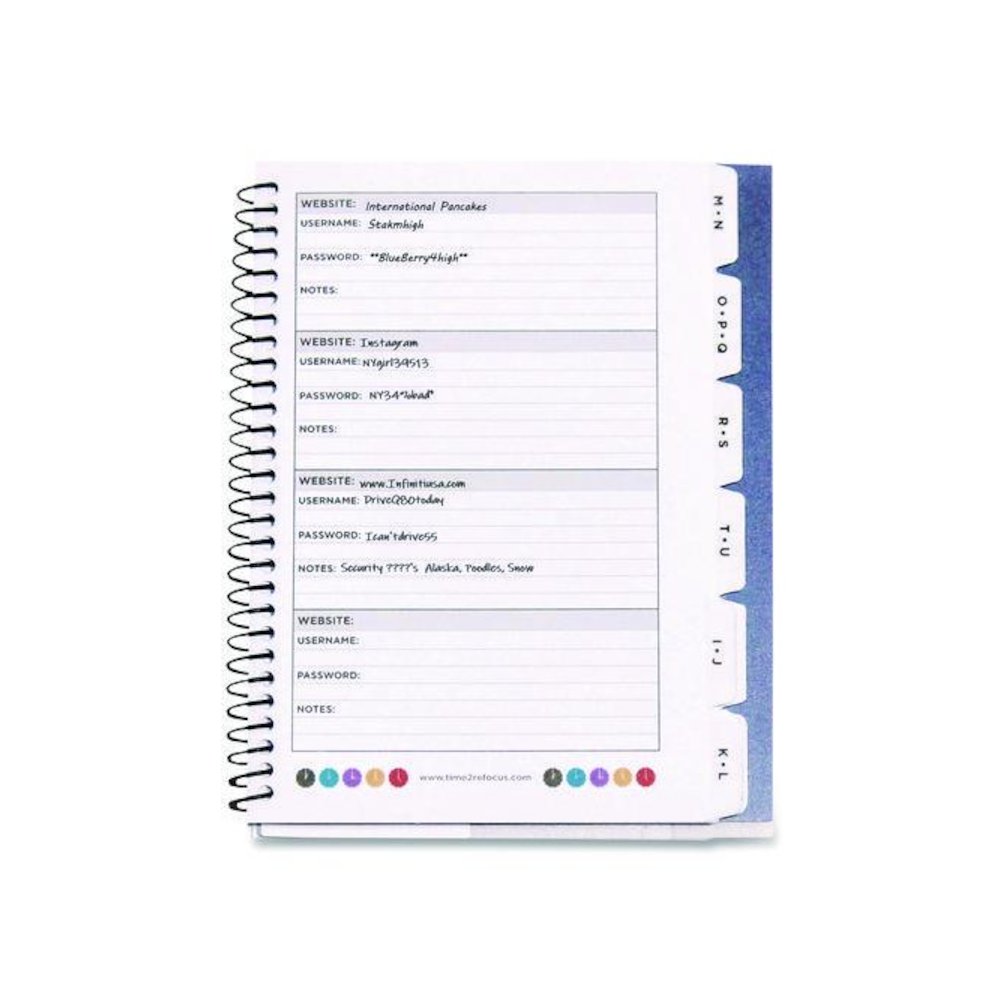 Small/Mini Password Log Book, User-Name/Password Format, Black Cover, (60) 7 x 5.5 Sheets. Picture 2
