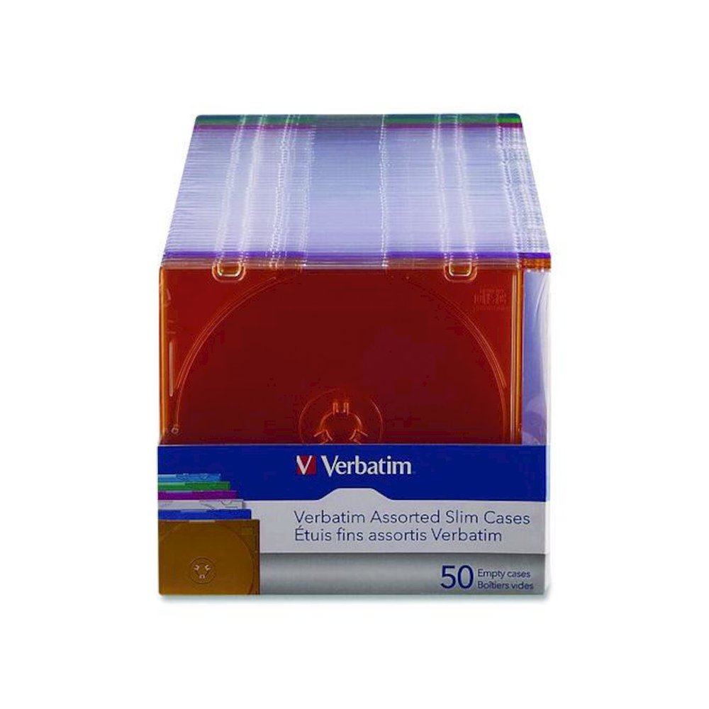 Slim Cases for CD, DVD and Blu-Ray, Assorted Colors, 50/Pack. Picture 1