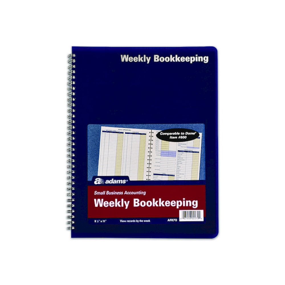 Weekly Bookkeeping Ledger, Columns Vary By Section, Royal Blue Cover, 11 x 8.5 Sheets, 56 Sheets/Book. Picture 1