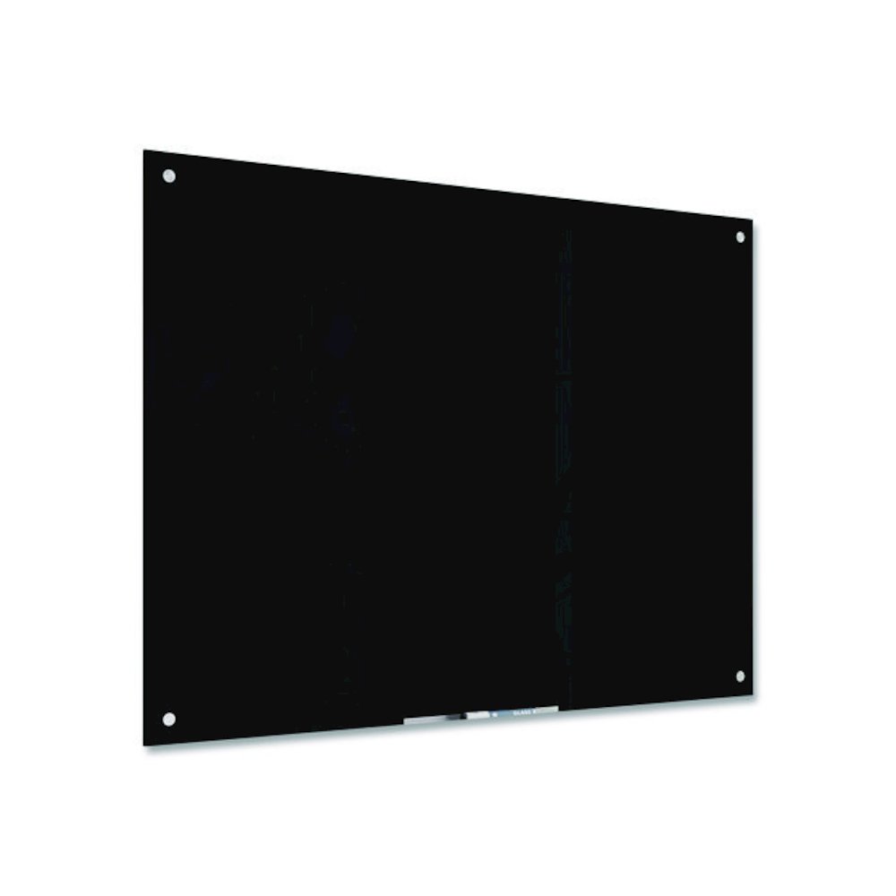Black Glass Dry Erase Board, 48" x 36" (Actual Size: 47" x 35"), Black Surface. Picture 1