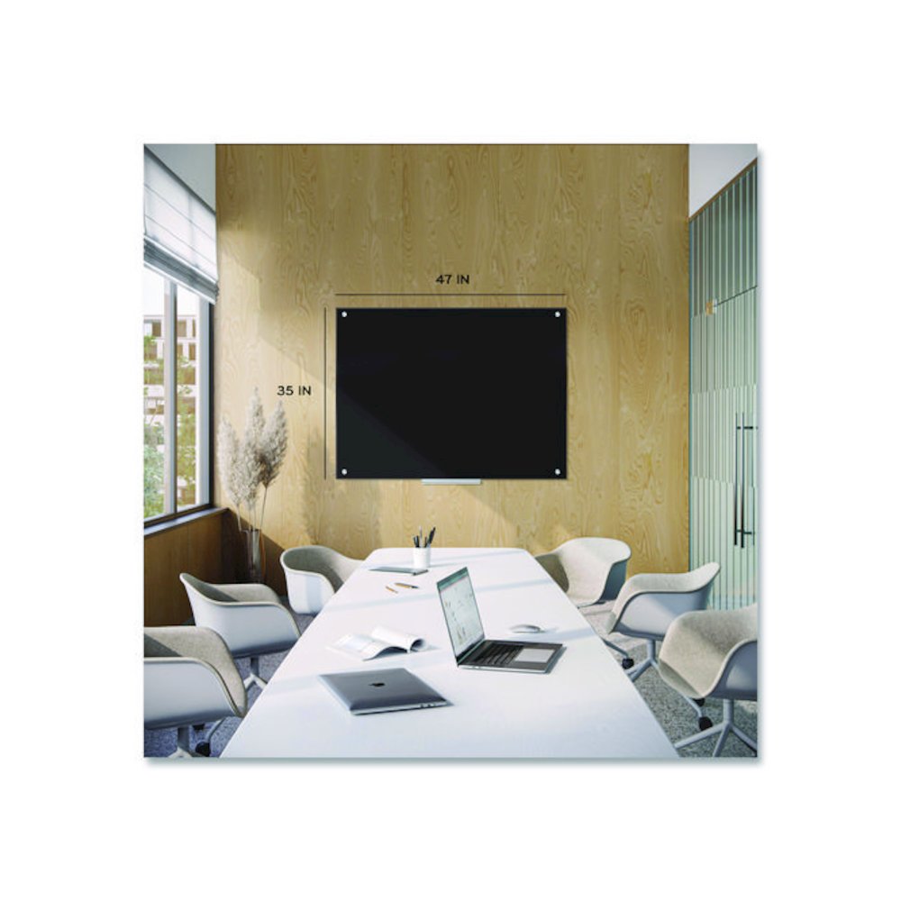 Black Glass Dry Erase Board, 48" x 36" (Actual Size: 47" x 35"), Black Surface. Picture 3