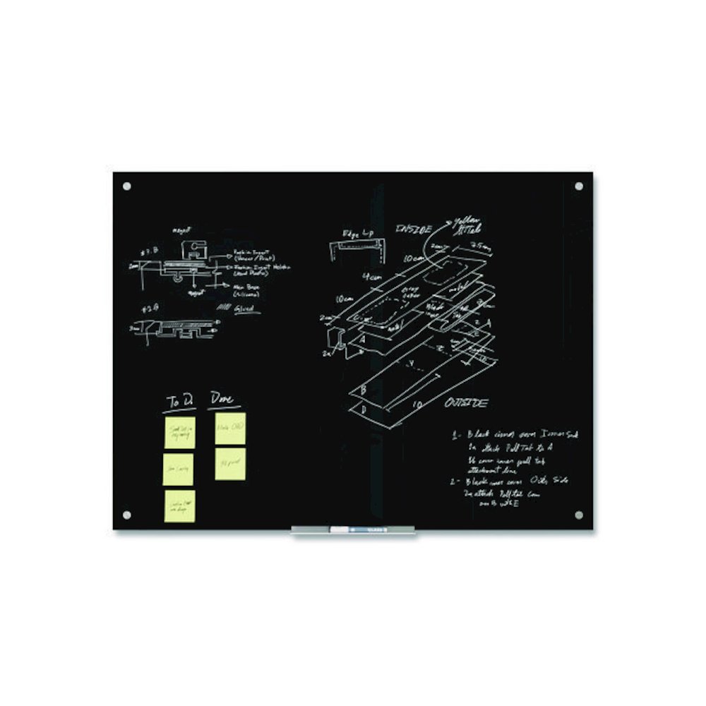 Black Glass Dry Erase Board, 48" x 36" (Actual Size: 47" x 35"), Black Surface. Picture 5