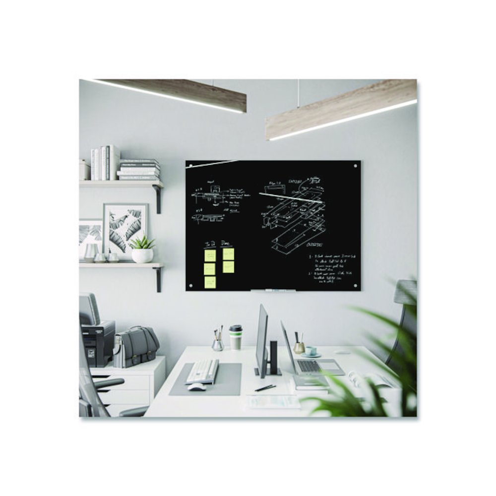 Black Glass Dry Erase Board, 48" x 36" (Actual Size: 47" x 35"), Black Surface. Picture 6
