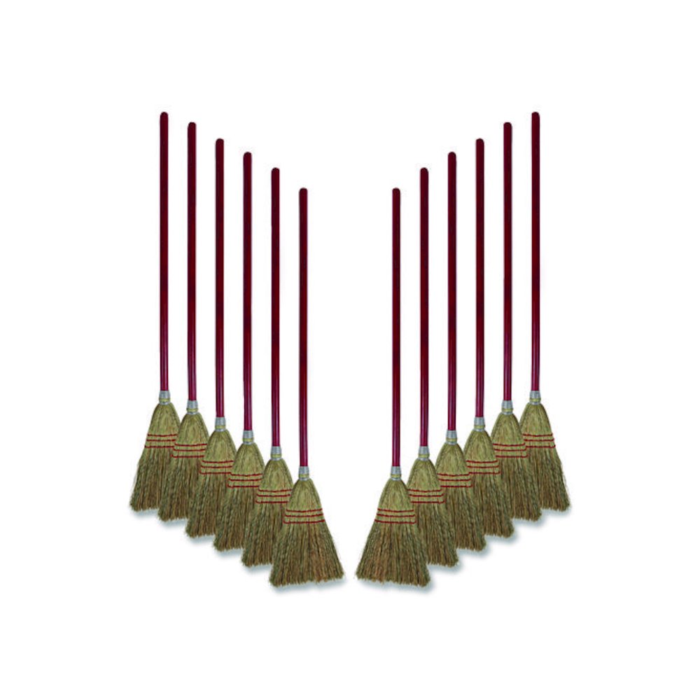 Corn Fiber Lobby/Toy Broom, Corn Fiber Bristles, 39" Overall Length, Red, 12/Carton. Picture 1