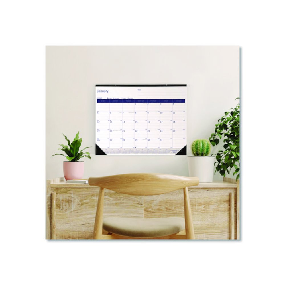 DuraGlobe Monthly Desk Pad Calendar, 22 x 17, White/Blue/Gray Sheets, Black Binding/Corners, 12-Month (Jan to Dec): 2026. Picture 5